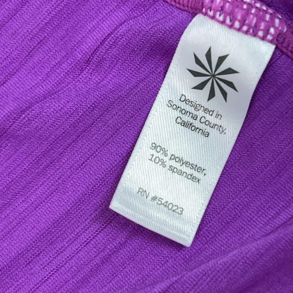 Athleta Shirt Womens Medium Purple Striped UPF Zip Hooded Running Gym Workout - Picture 6 of 11